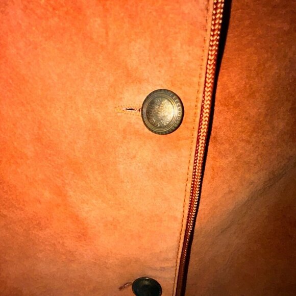 Lord & Taylor 100% Pig Suede Burnt Orange Bolero Leather Button Jacket Size 8 - Picture 2 of 13